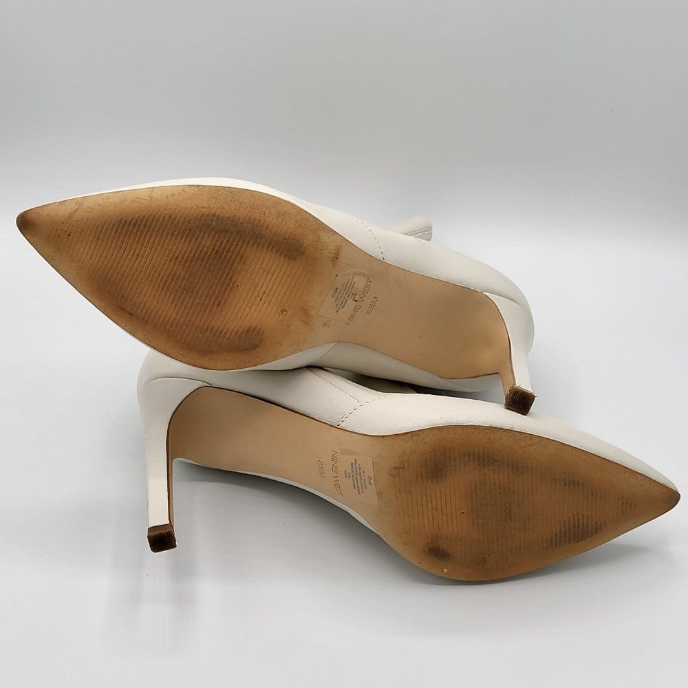 Nine West TIRZAH White Leather Pointed Toe Dress Boots SZ 8.5 - Picture 8 of 13